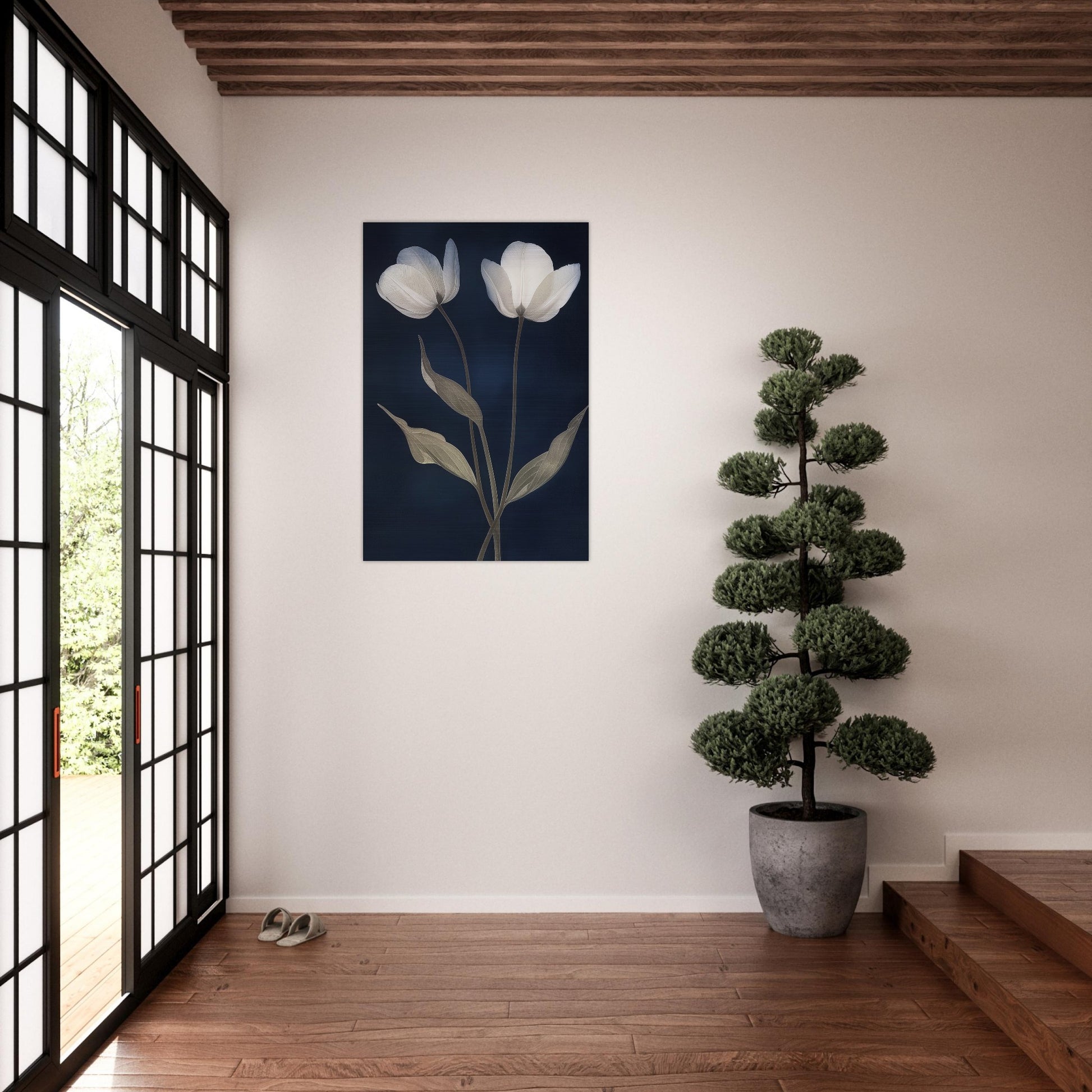 Midnight Blooms - Floral Art-print-on-aluminum