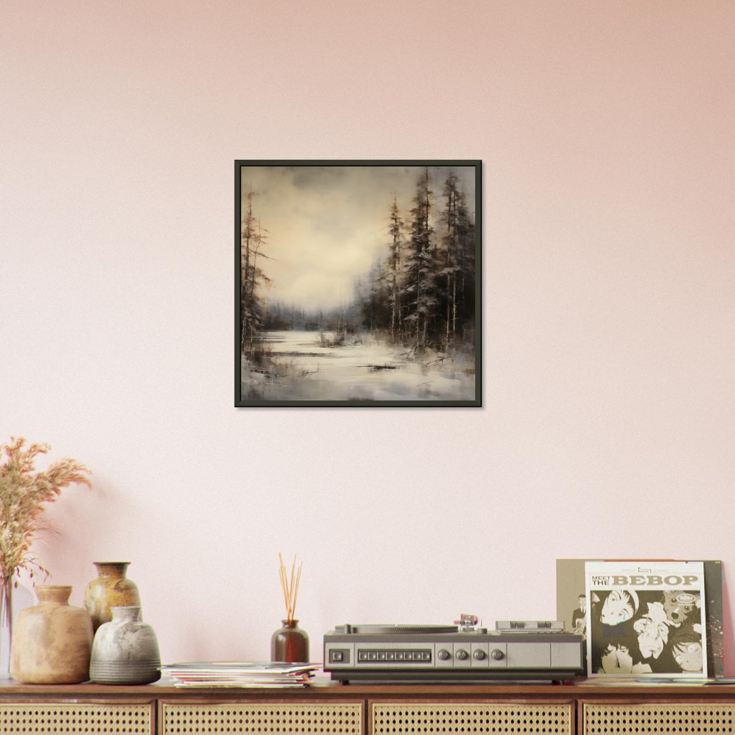 Frostbound Solitude - Serenity at Dusk - Landscape Art-print-in-aluminum-frame