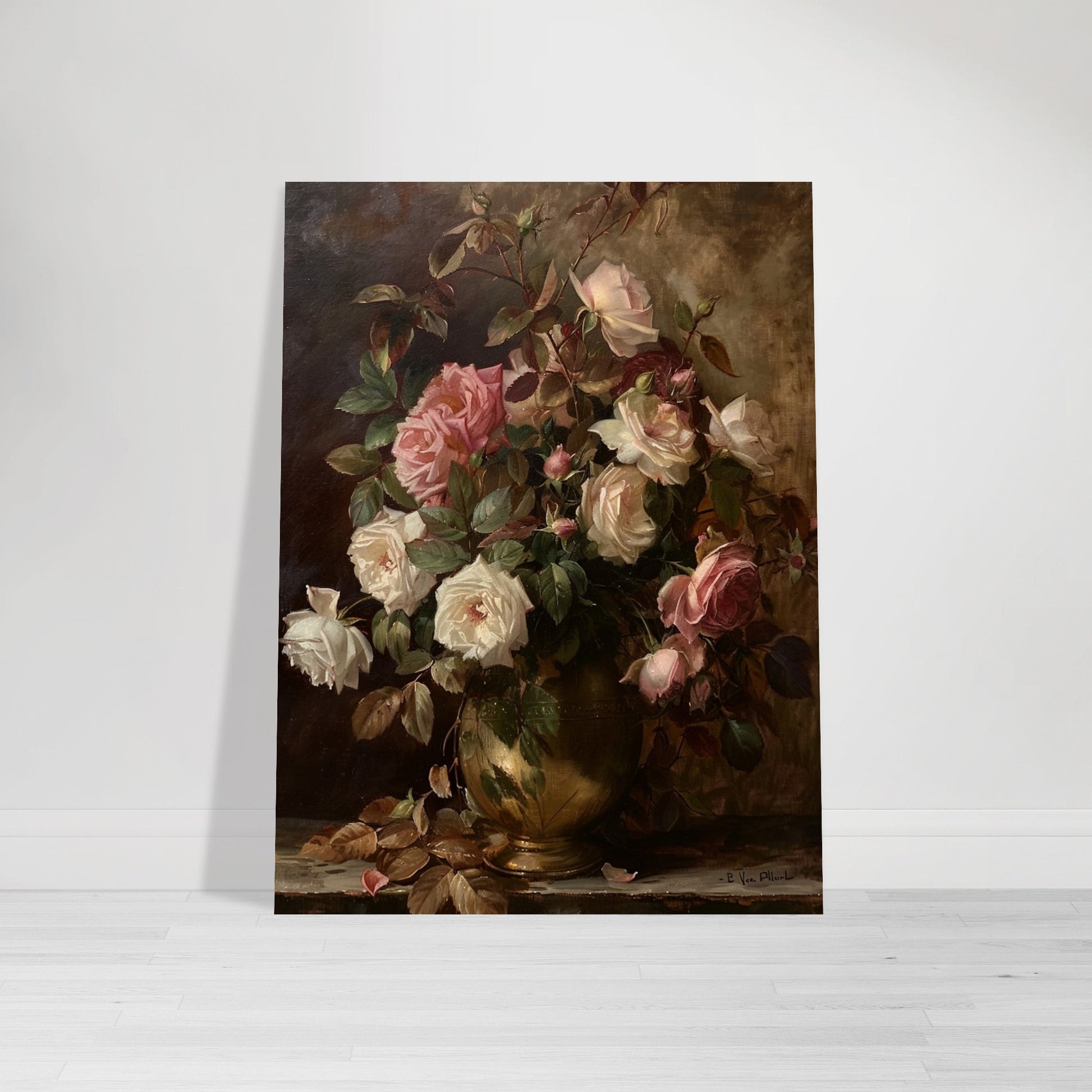 Opulent Blooms - Classical Rose Still Life - Still life art pieces-poster