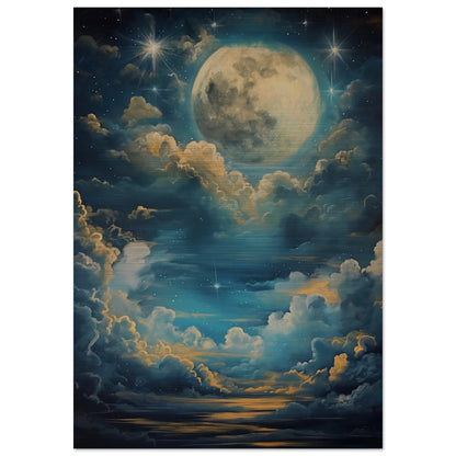 Lunar Sonata - An Evening's Rhapsody in Blue - Fantasy Art-print-on-aluminum