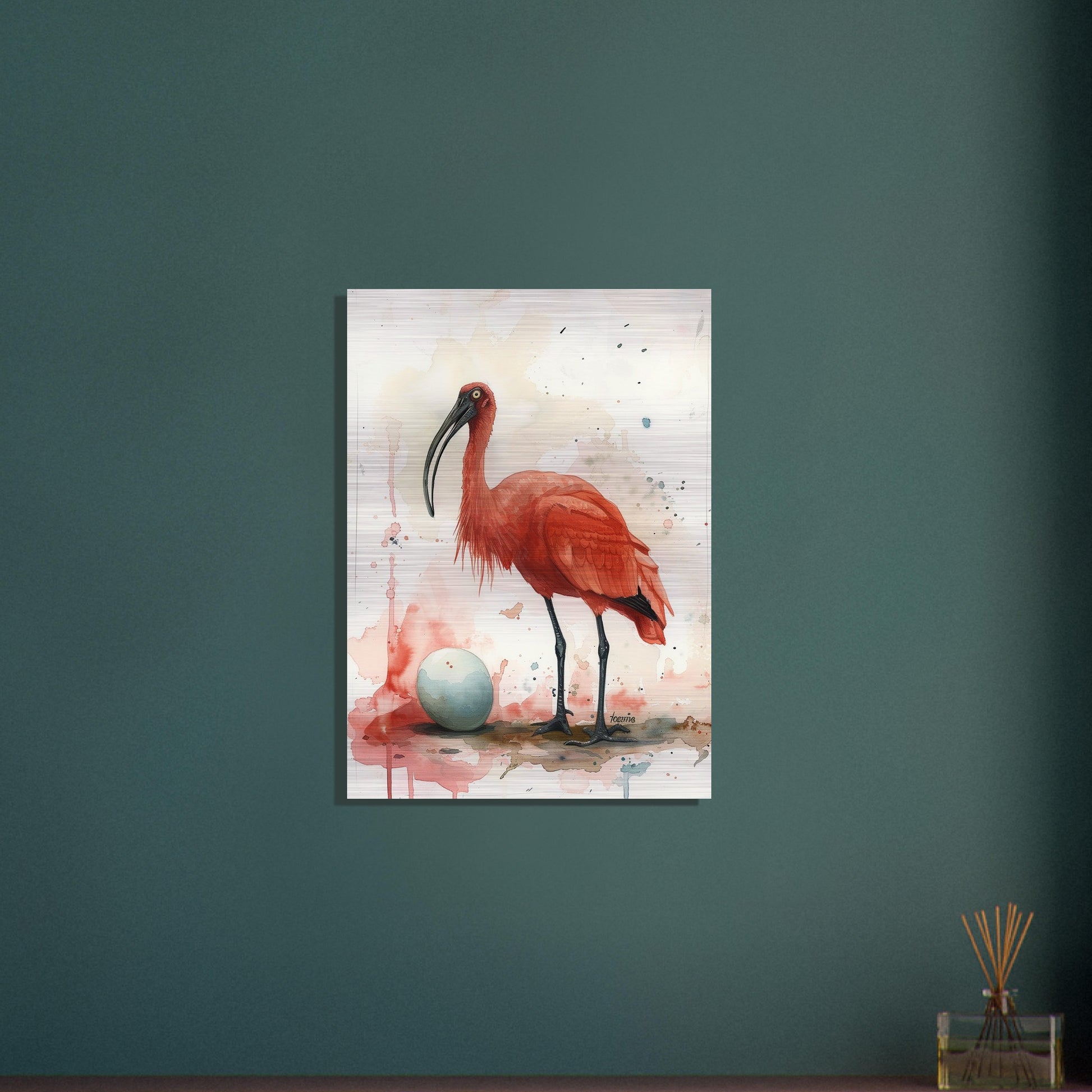 Crimson Sentinel - Elegance in Repose - Nature Art-print-on-aluminum