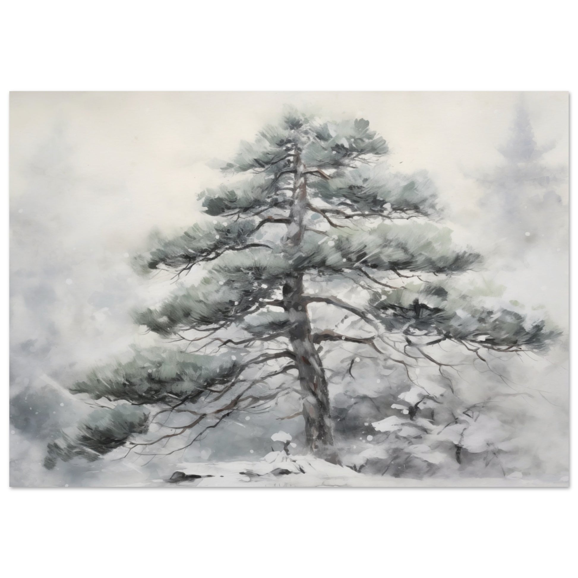 Winter's Sentinel - The Stoic Pine - Landscape Art-poster