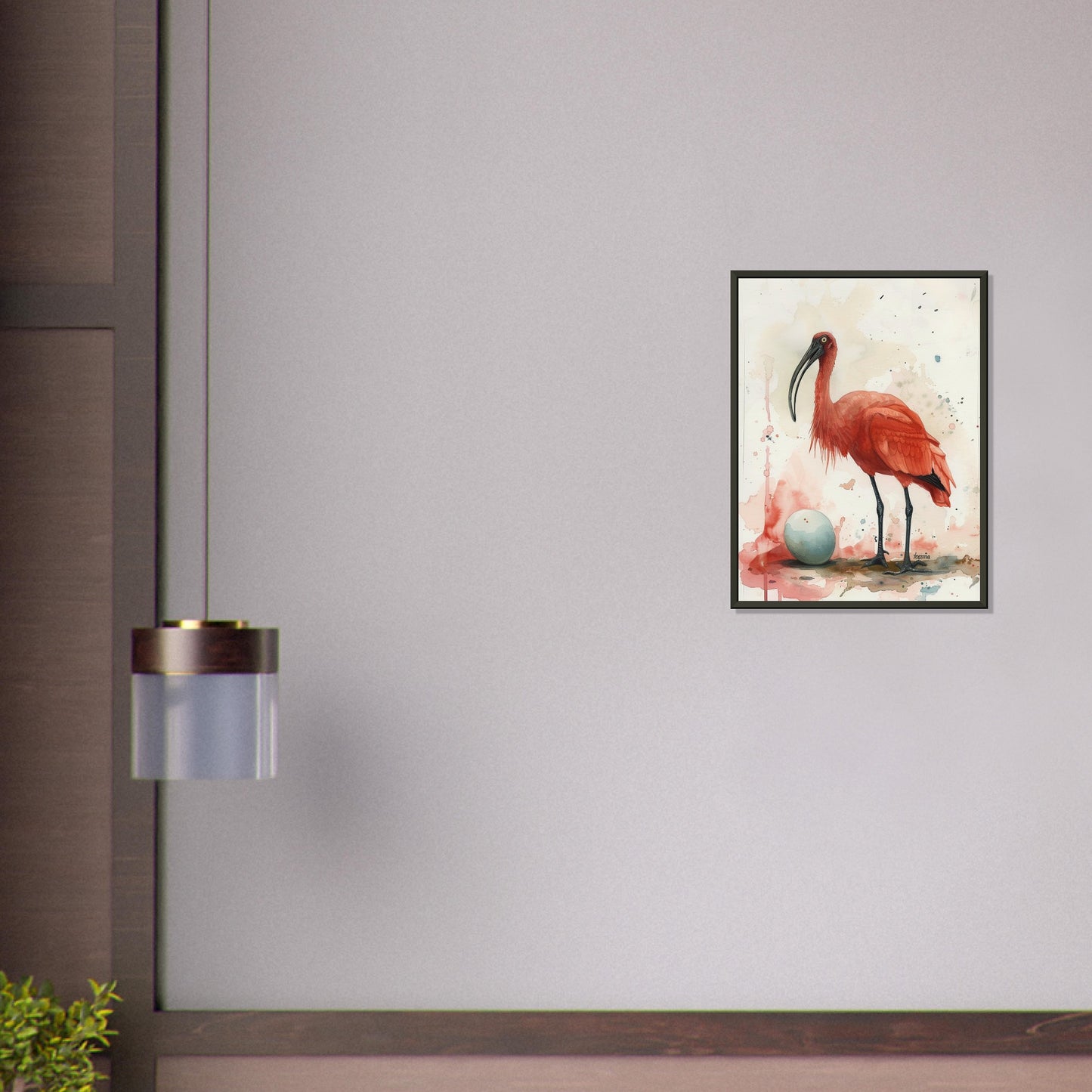 Crimson Sentinel - Elegance in Repose - Nature Art-print-in-aluminum-frame