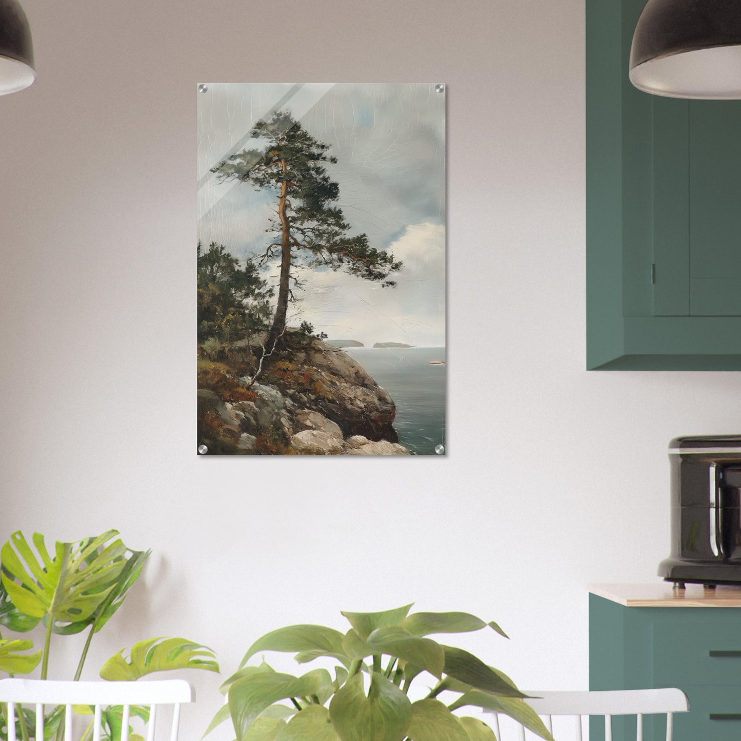 Majestic Solitude - Lone Pine Overlooking the Sea - Nature Art-print-on-acrylic