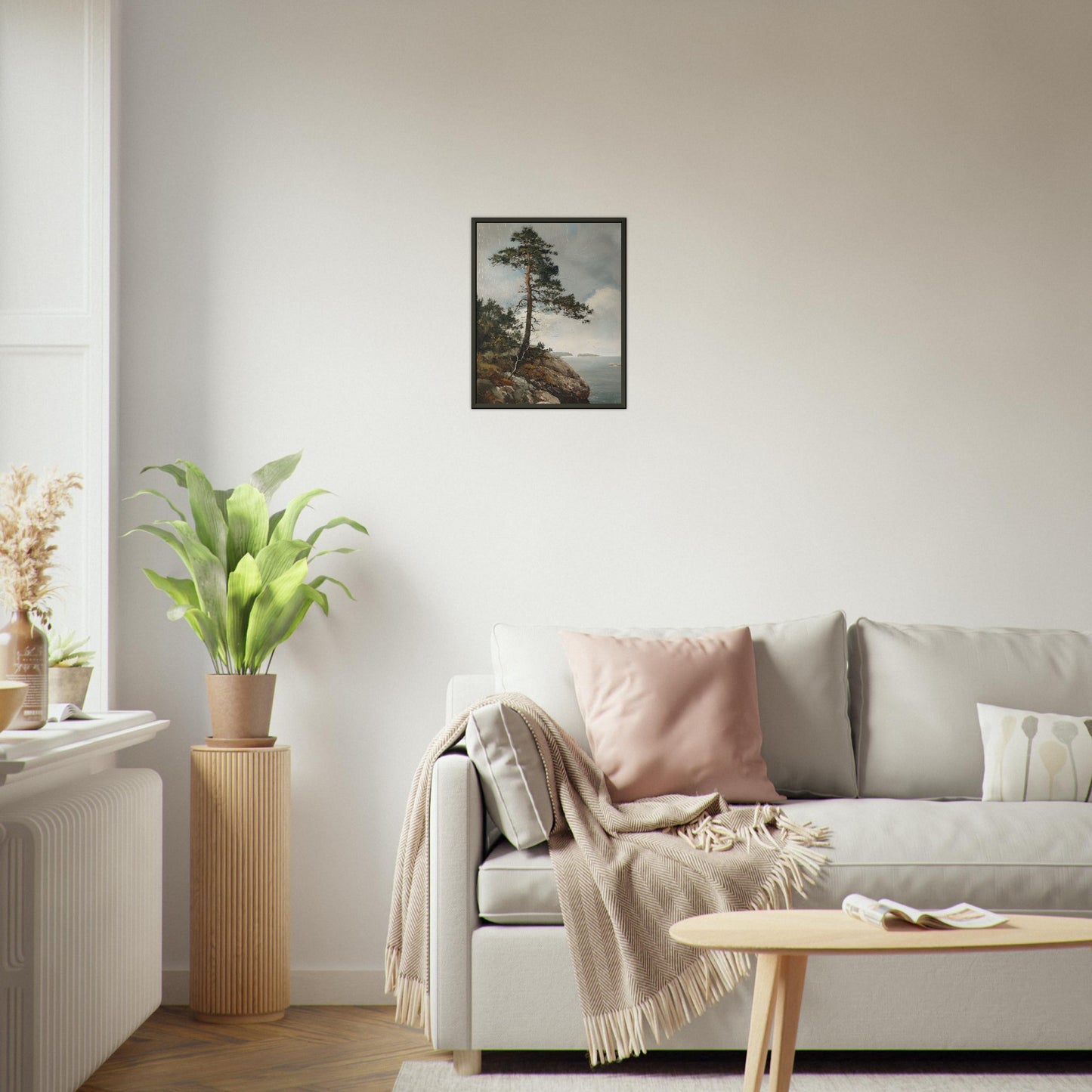 Majestic Solitude - Lone Pine Overlooking the Sea - Nature Art-print-in-aluminum-frame