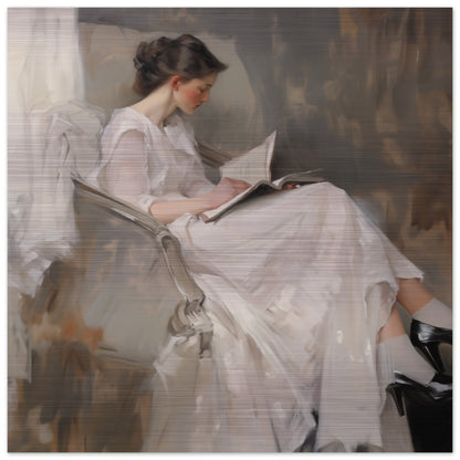 Literary Repose - The Grace of Solitude - Classic Art-print-on-aluminum