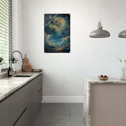 Lunar Sonata - An Evening's Rhapsody in Blue - Fantasy Art-print-on-acrylic