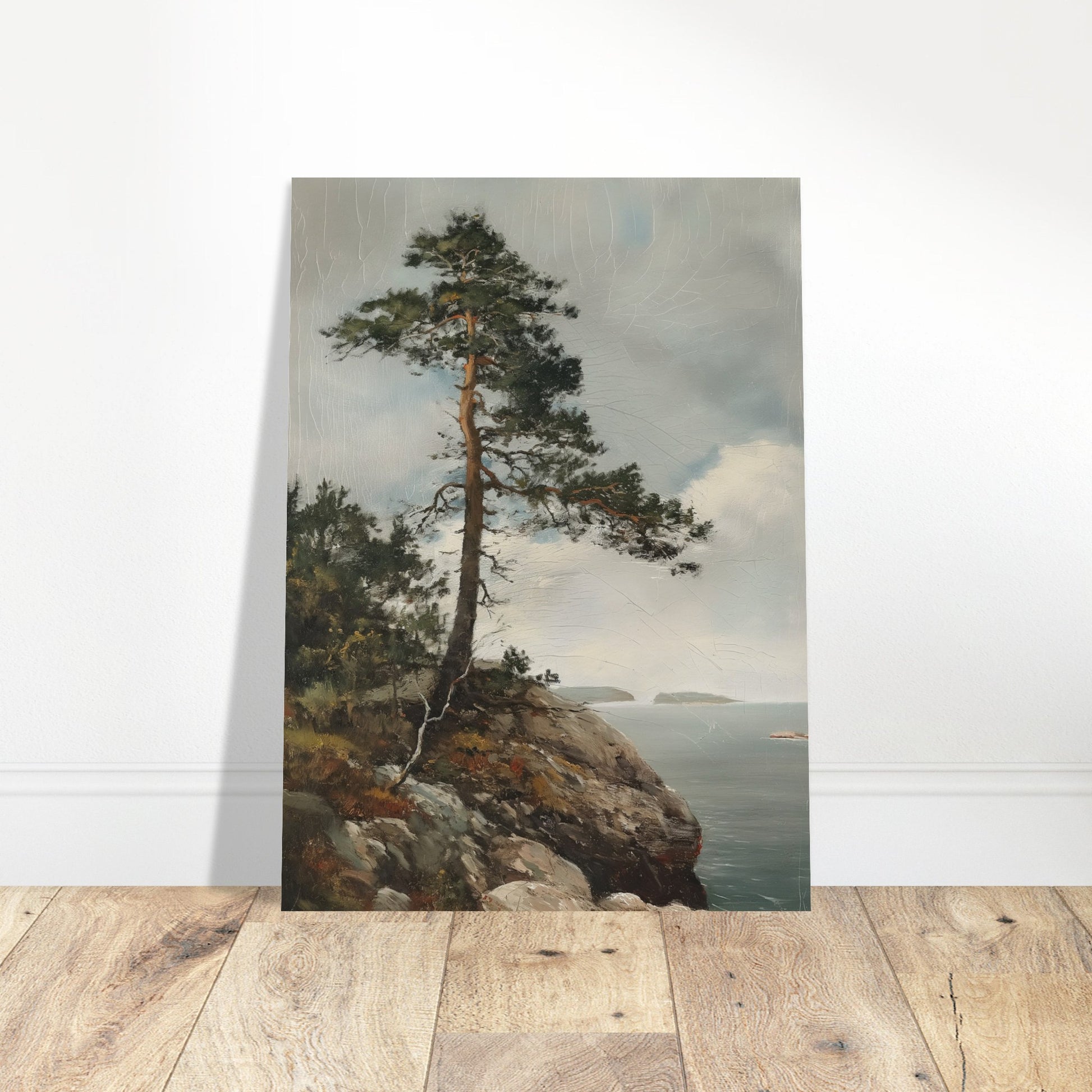 Majestic Solitude - Lone Pine Overlooking the Sea - Nature Art-poster