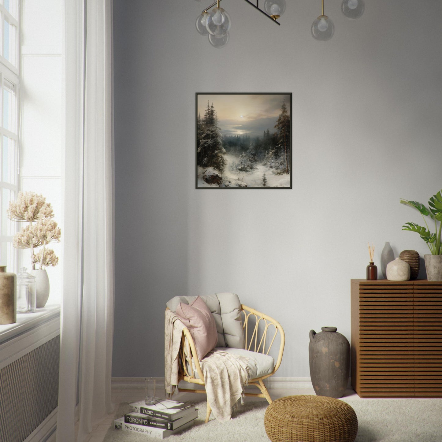 Winter's Hush - Dawn's Luminous Caress - Landscape Art-print-in-aluminum-frame