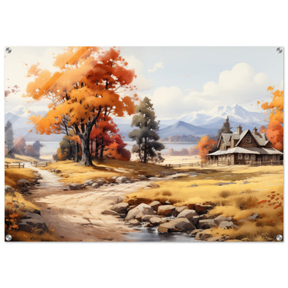 Autumn's Homestead - The Warmth of Seasons - Landscape Art-print-on-acrylic