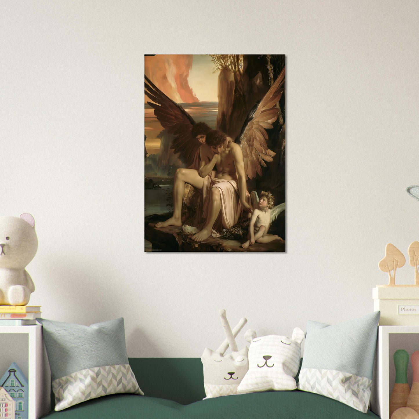 Celestial Aegis - Guardians at Dusk - Classic Art-print-on-foam-board