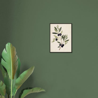 Verdant Vitality - Black Olive Branch - Fine arts-print-in-aluminum-frame