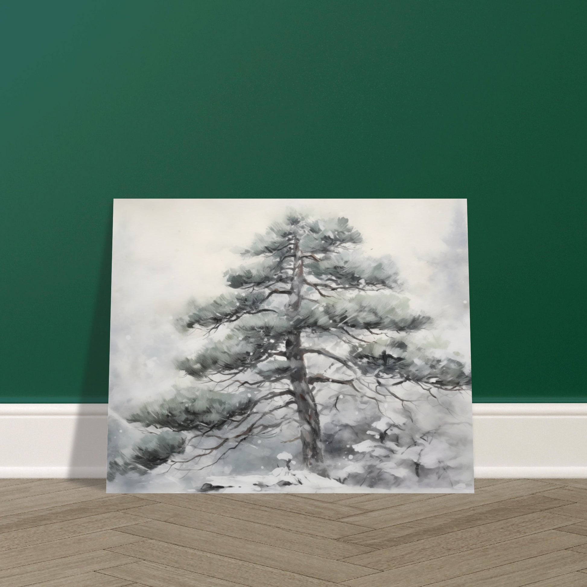 Winter's Sentinel - The Stoic Pine - Landscape Art-poster