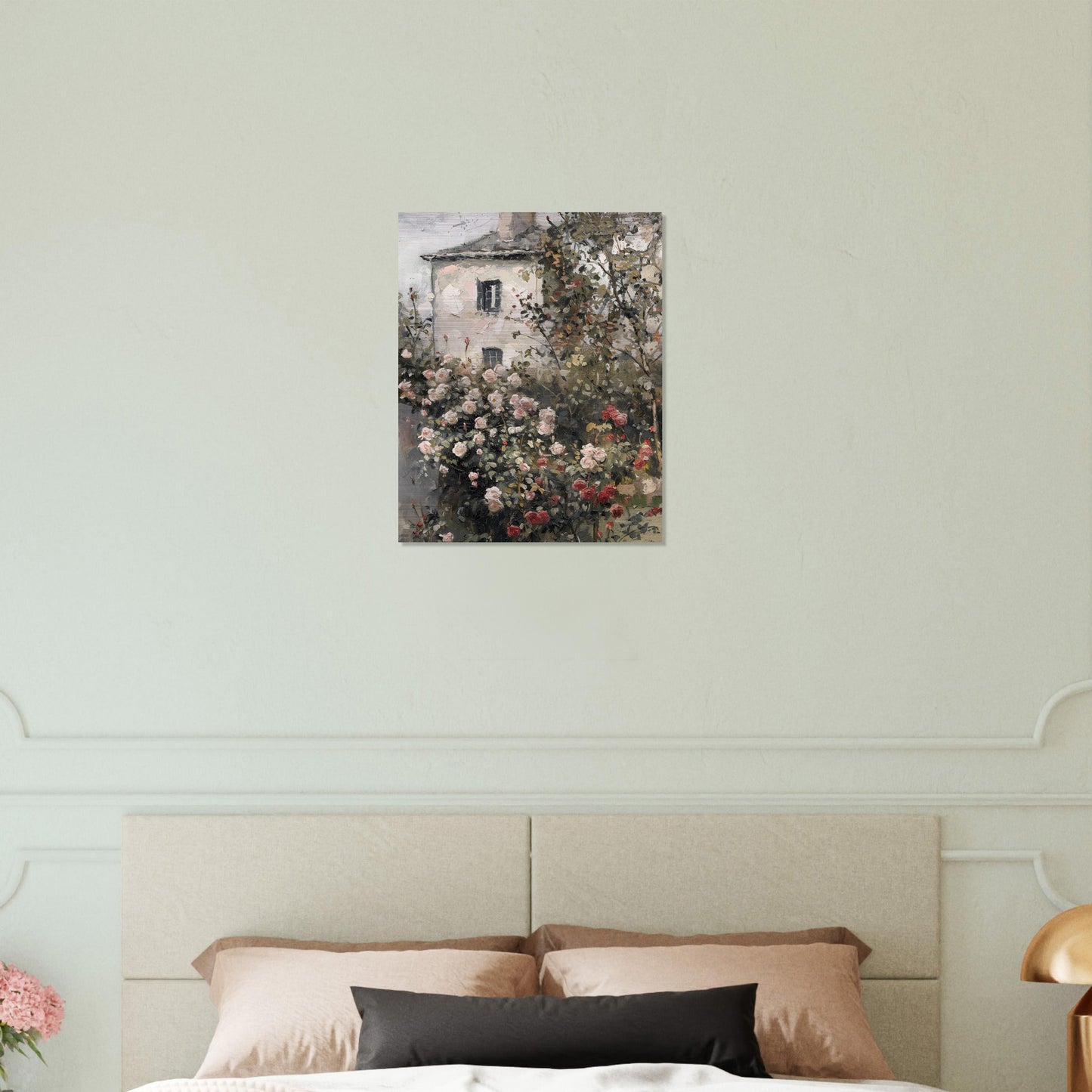 Blossoming Seclusion - The Rose Garden's Secret - Floral Art-print-on-aluminum