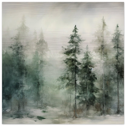 Emerald Enclave - The Forest’s Winter Cloak - Landscape Art-print-on-aluminum