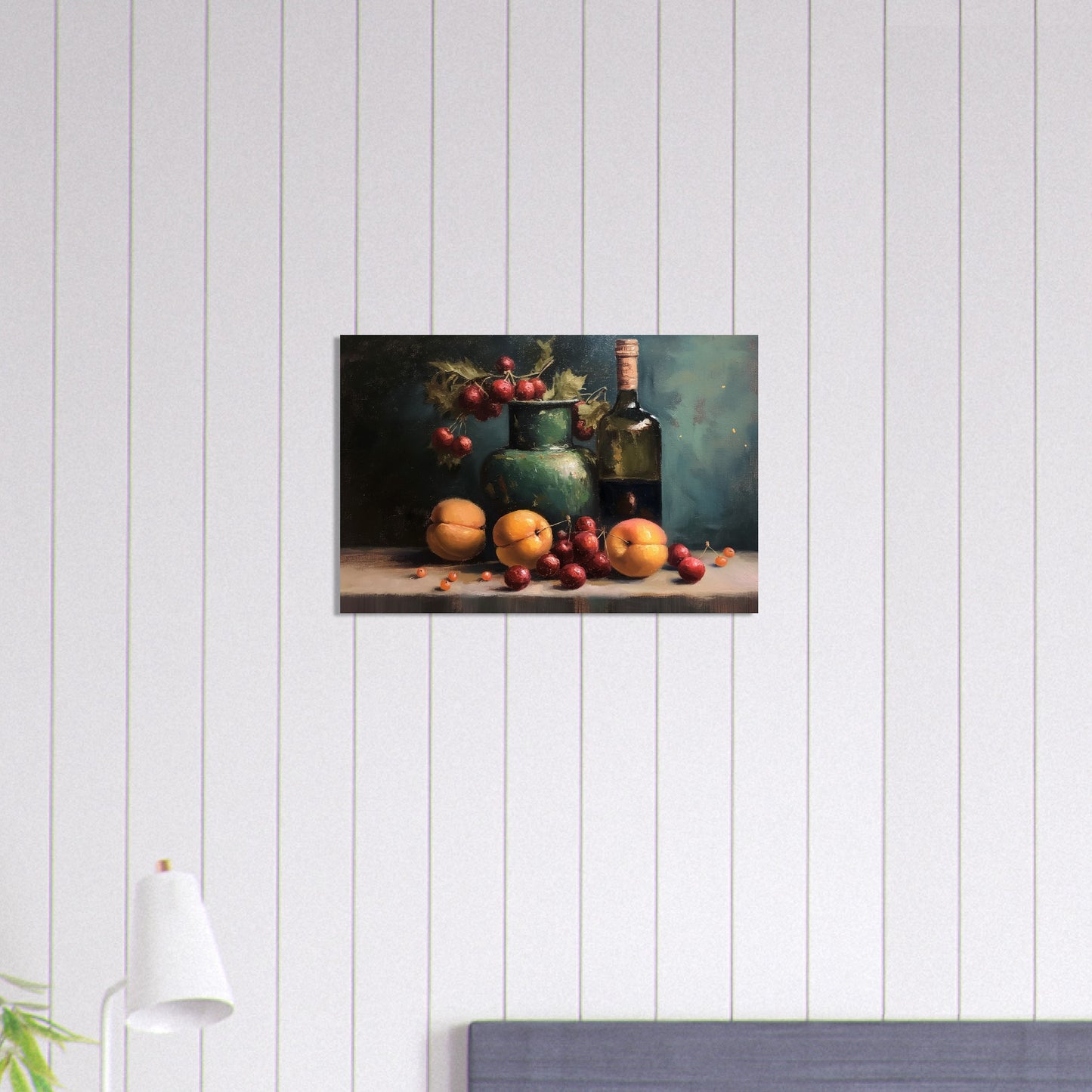 Life with Wine and Fruit - Still life art pieces-print-on-foam-board