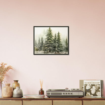 Verdant Veil - The Winter's Slumber - Landscape Art-print-in-aluminum-frame