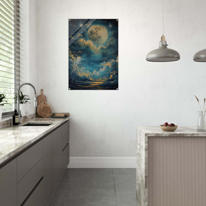 Lunar Sonata - An Evening's Rhapsody in Blue - Fantasy Art-print-on-acrylic