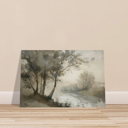 Misty River Reverie - Pastoral Landscape Art-poster