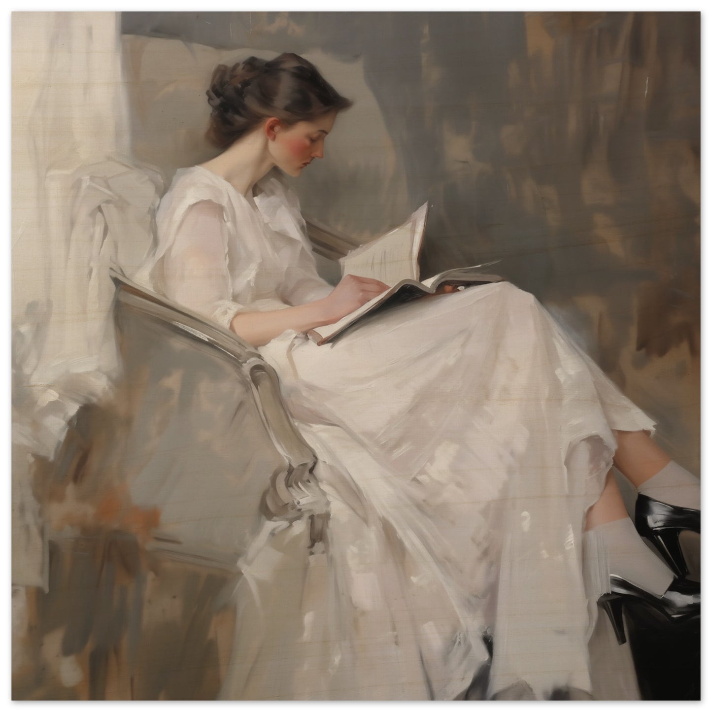 Literary Repose - The Grace of Solitude - Classic Art-print-on-wood