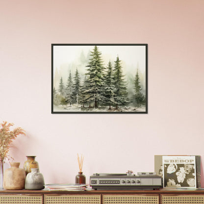 Verdant Veil - The Winter's Slumber - Landscape Art-print-in-aluminum-frame