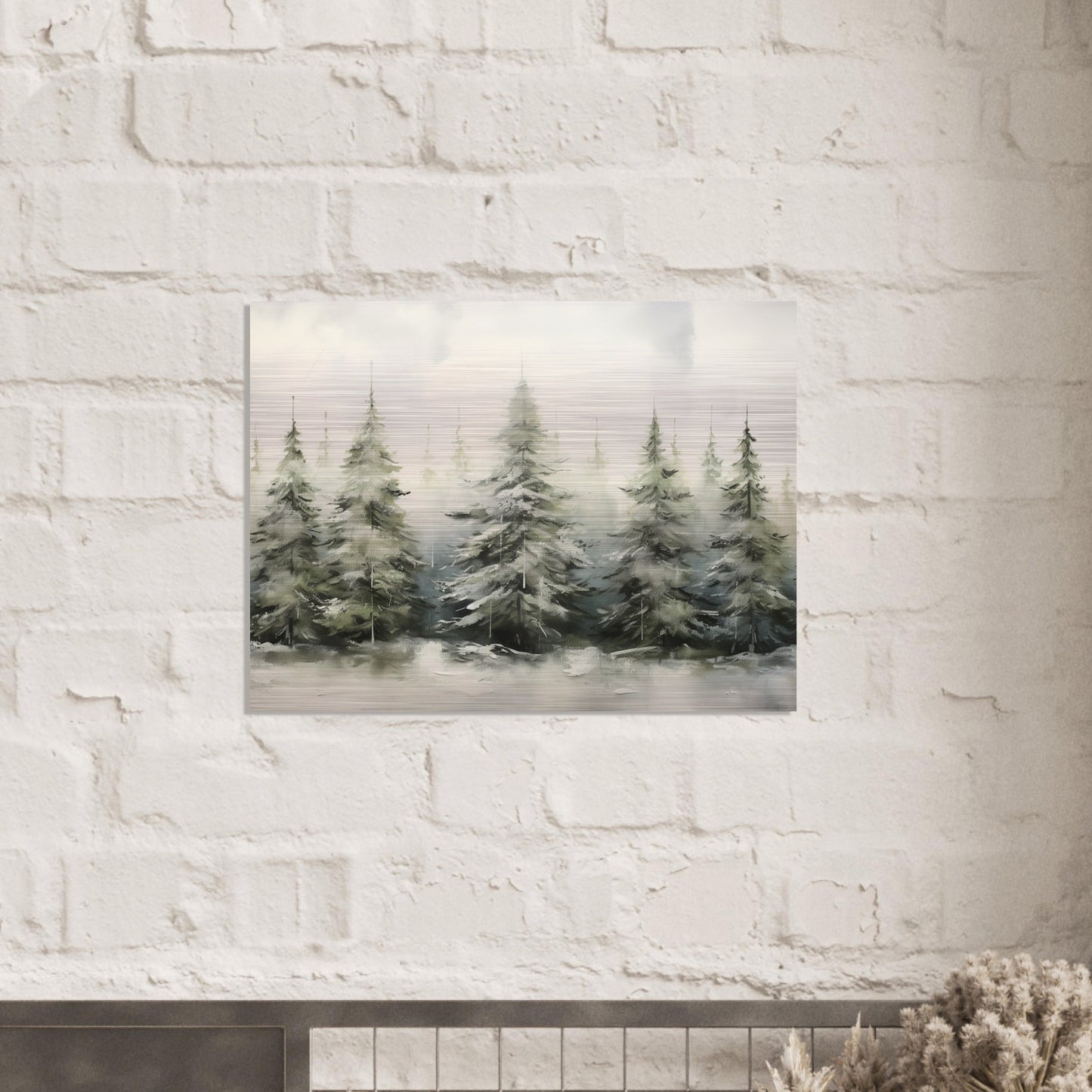 Misty Pines - Dawn's Serene Symphony - Landscape Art-print-on-aluminum