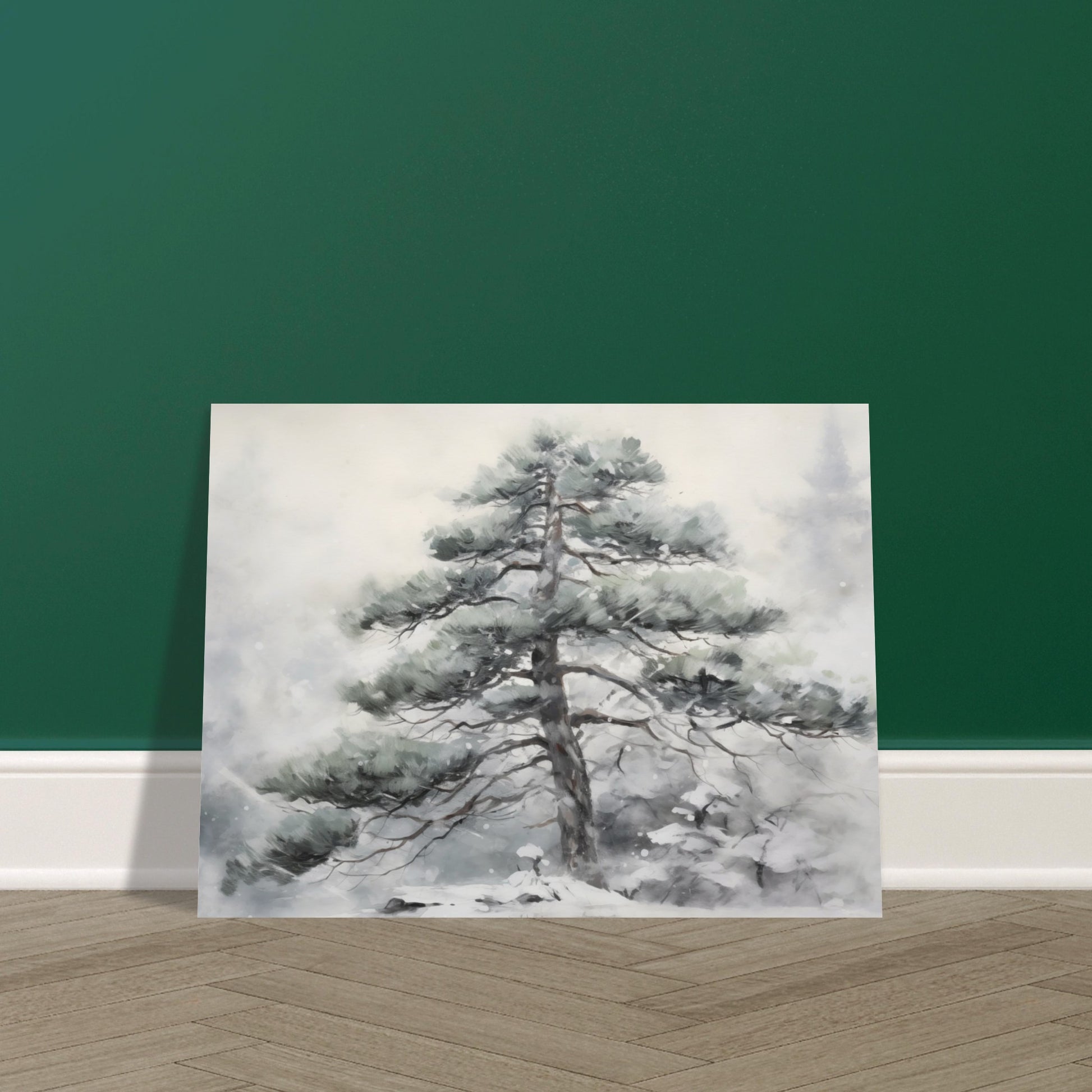 Winter's Sentinel - The Stoic Pine - Landscape Art-poster