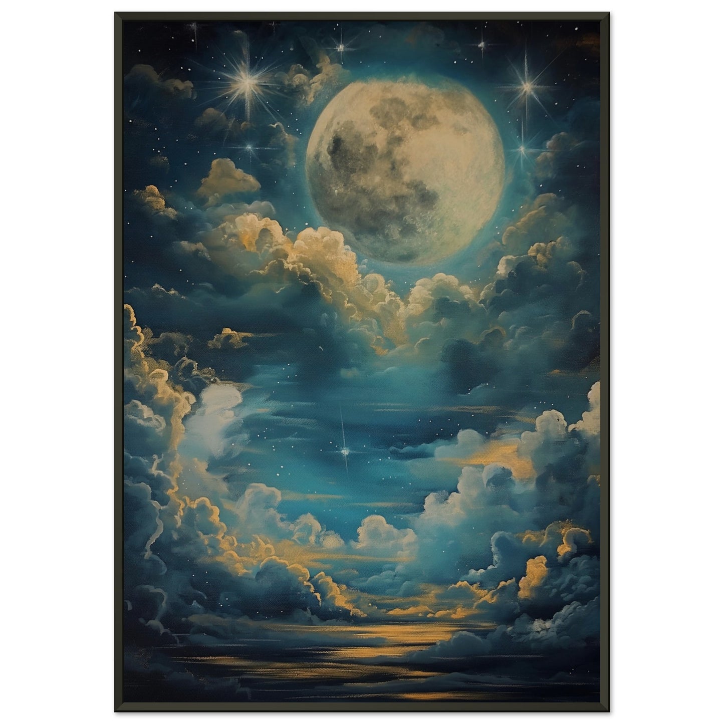 Lunar Sonata - An Evening's Rhapsody in Blue - Fantasy Art-print-in-aluminum-frame