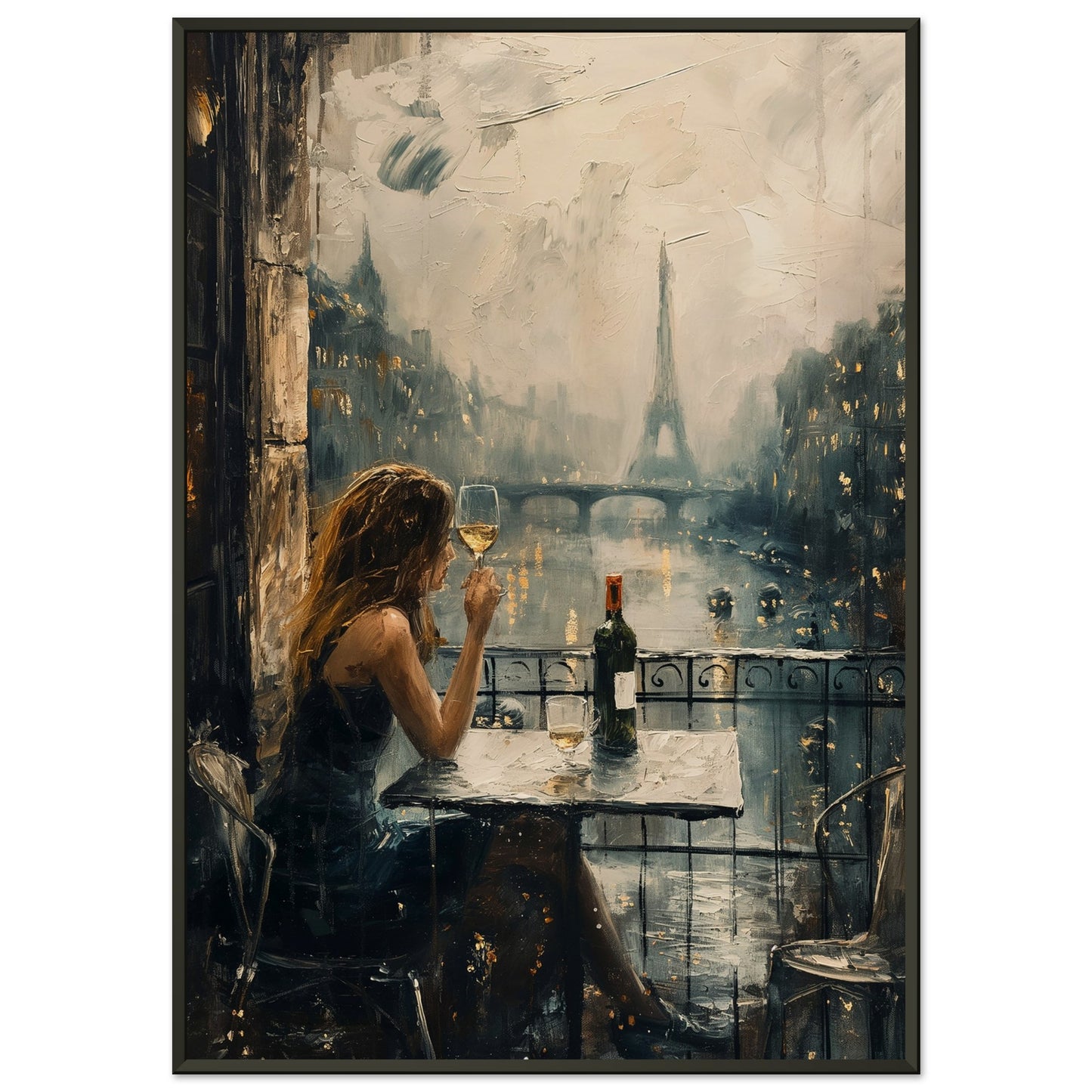 Reflections by the Seine - Fine arts-print-in-aluminum-frame