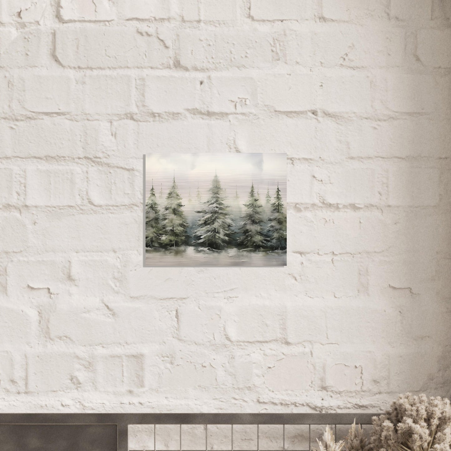 Misty Pines - Dawn's Serene Symphony - Landscape Art-print-on-aluminum