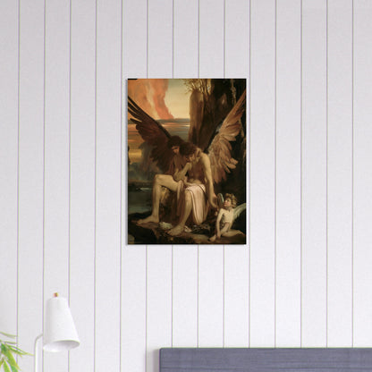 Celestial Aegis - Guardians at Dusk - Classic Art-print-on-wood