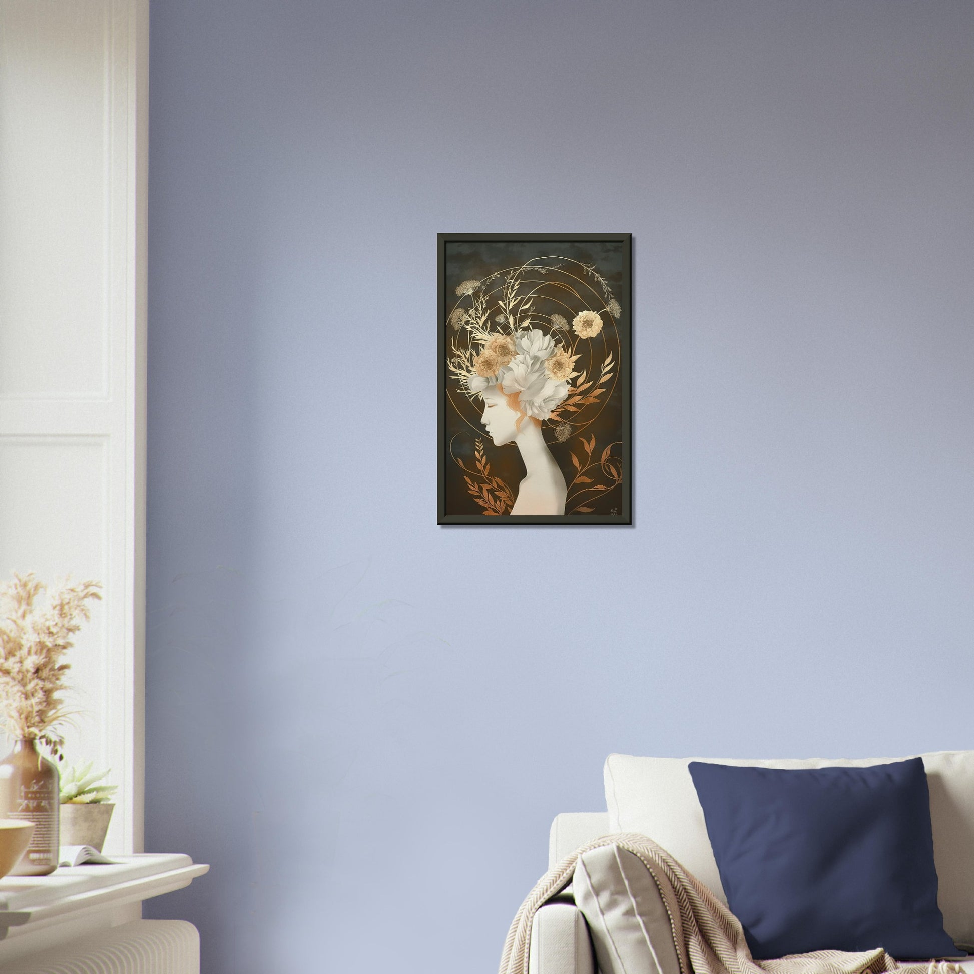 Golden Reverie - Fantasy Art-print-in-aluminum-frame