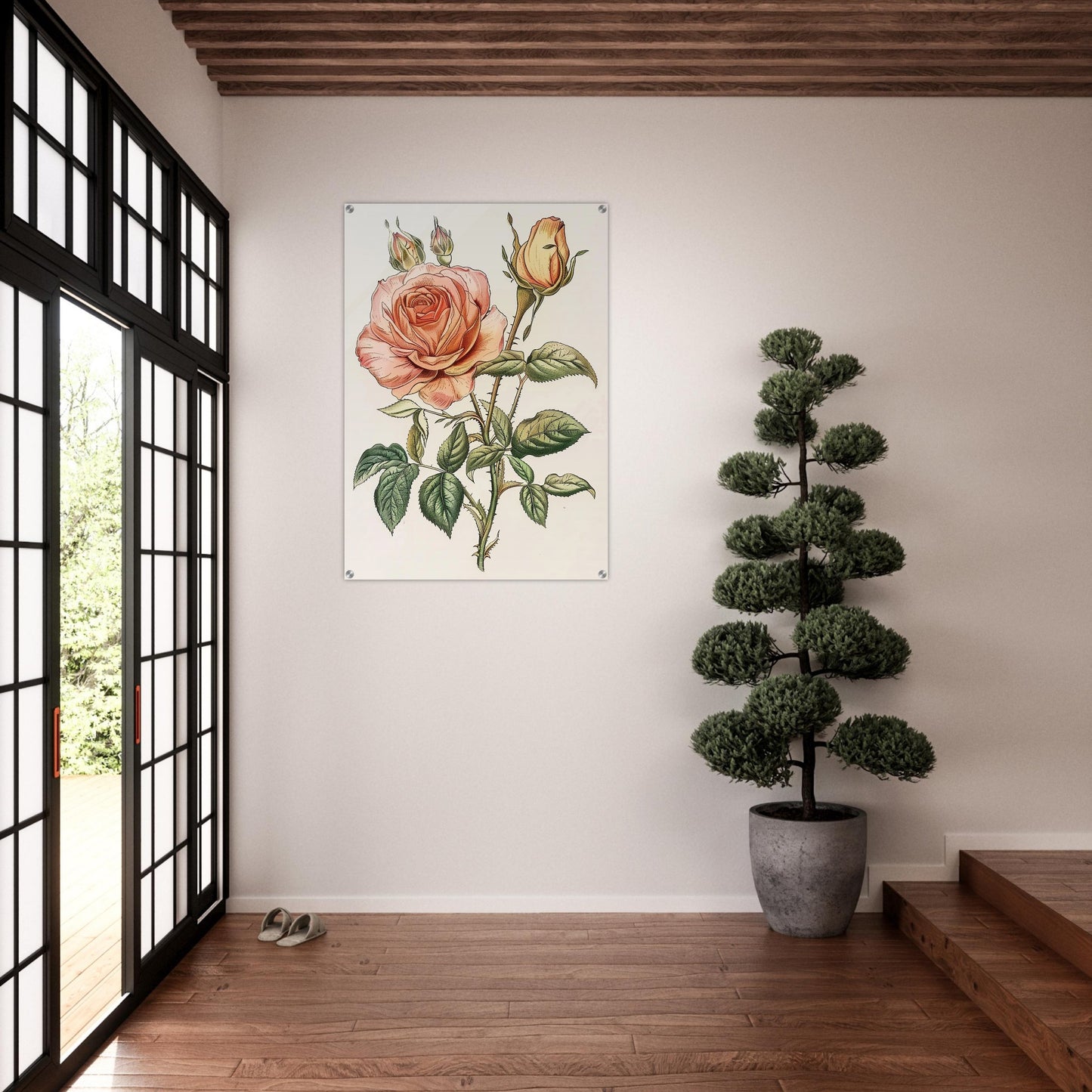 Vintage Blossom Elegance - Floral Art-print-on-acrylic