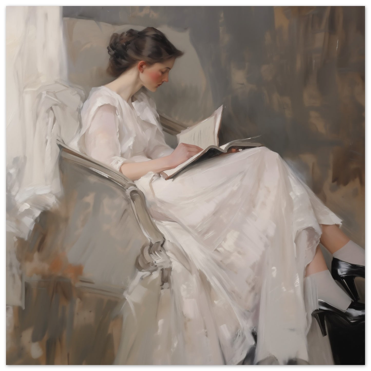 Literary Repose - The Grace of Solitude - Classic Art-print-on-foam-board