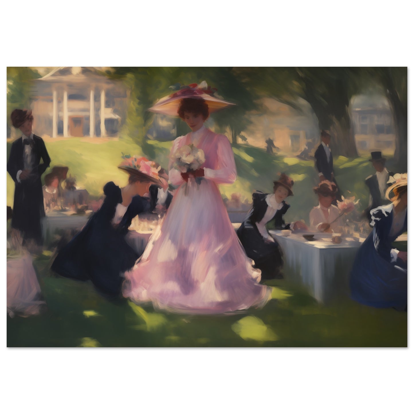 Garden Gala - Elegance Under the Elms - Classic Art-print-on-foam-board