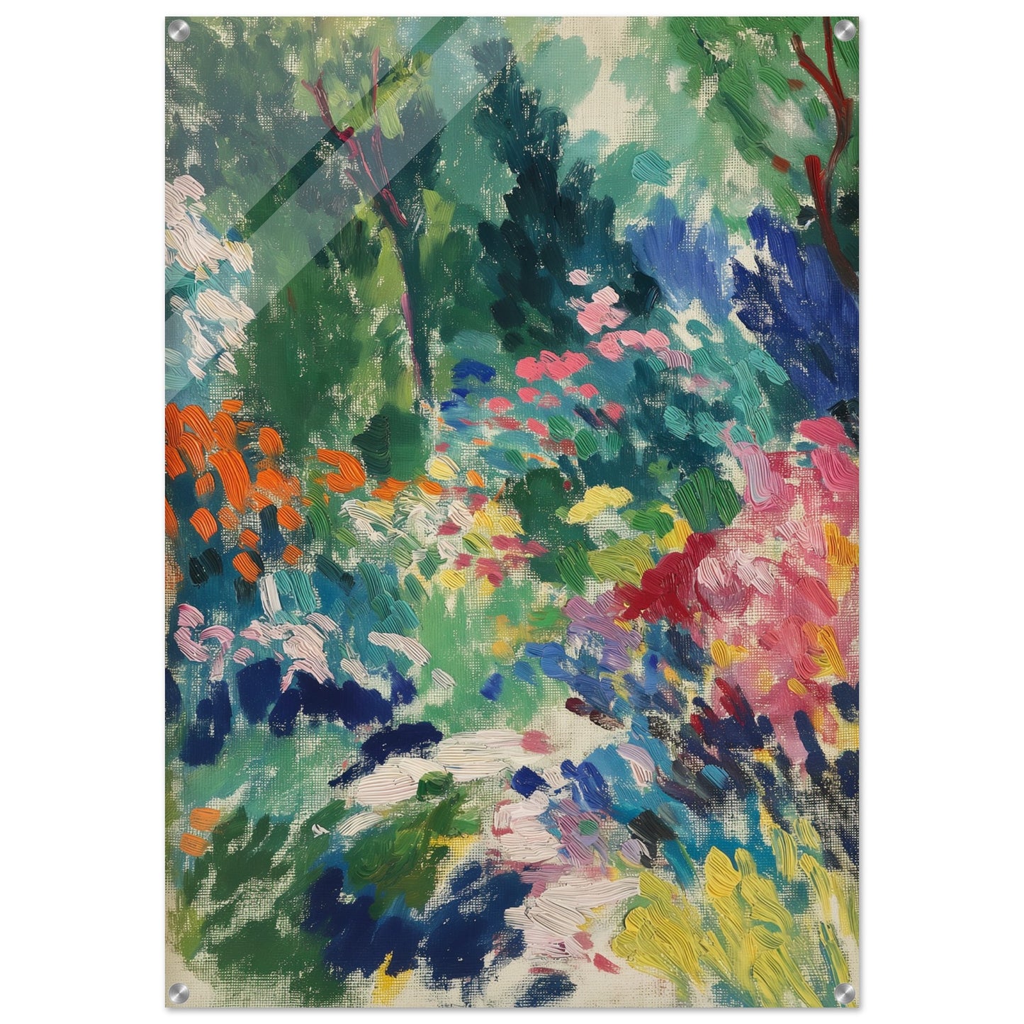 Vibrant Garden Symphony - Abstract Floral Canvas - Abstract Wall Art-print-on-acrylic