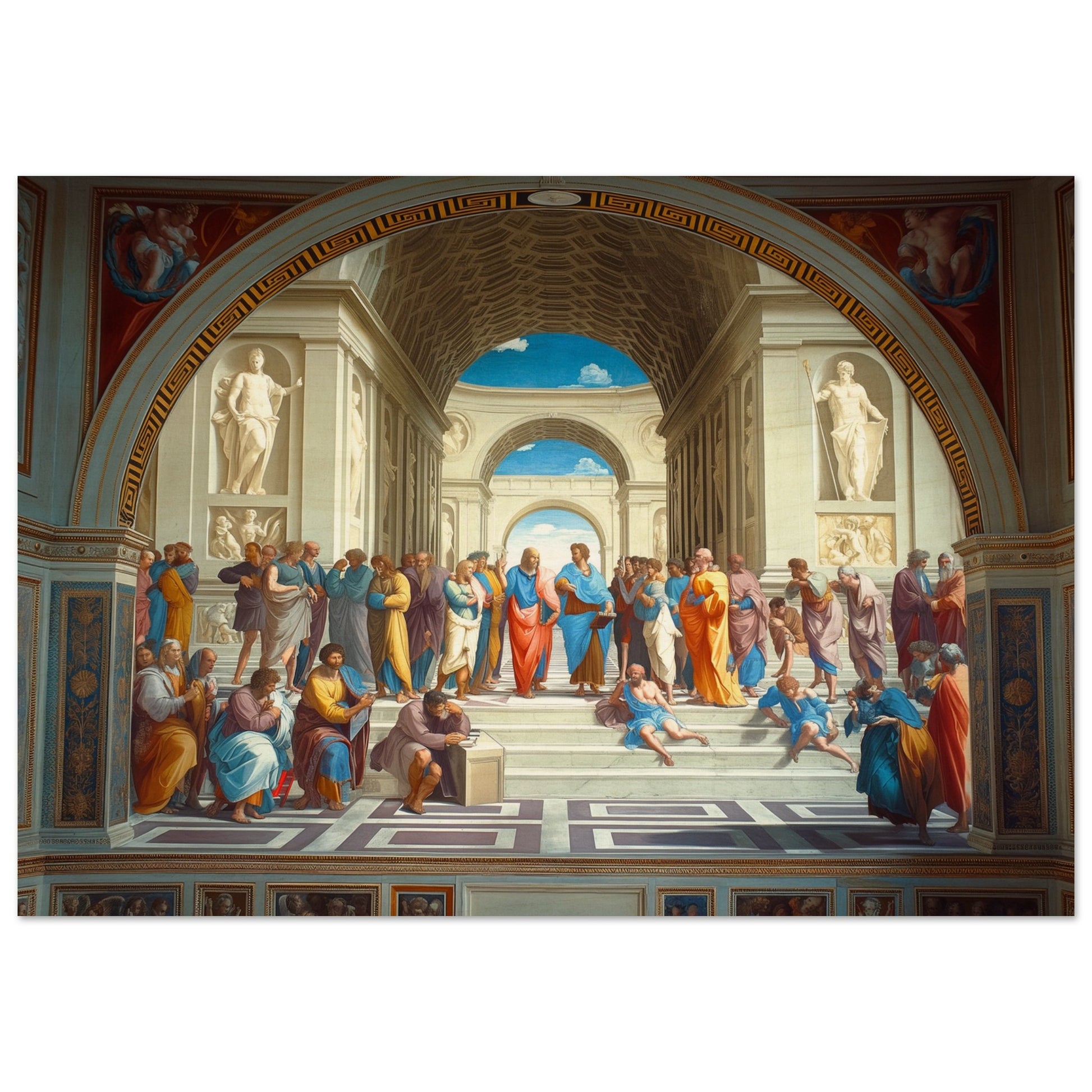 Conclave of Enlightenment - Homage to The School of Athens - Classic Art-print-on-wood