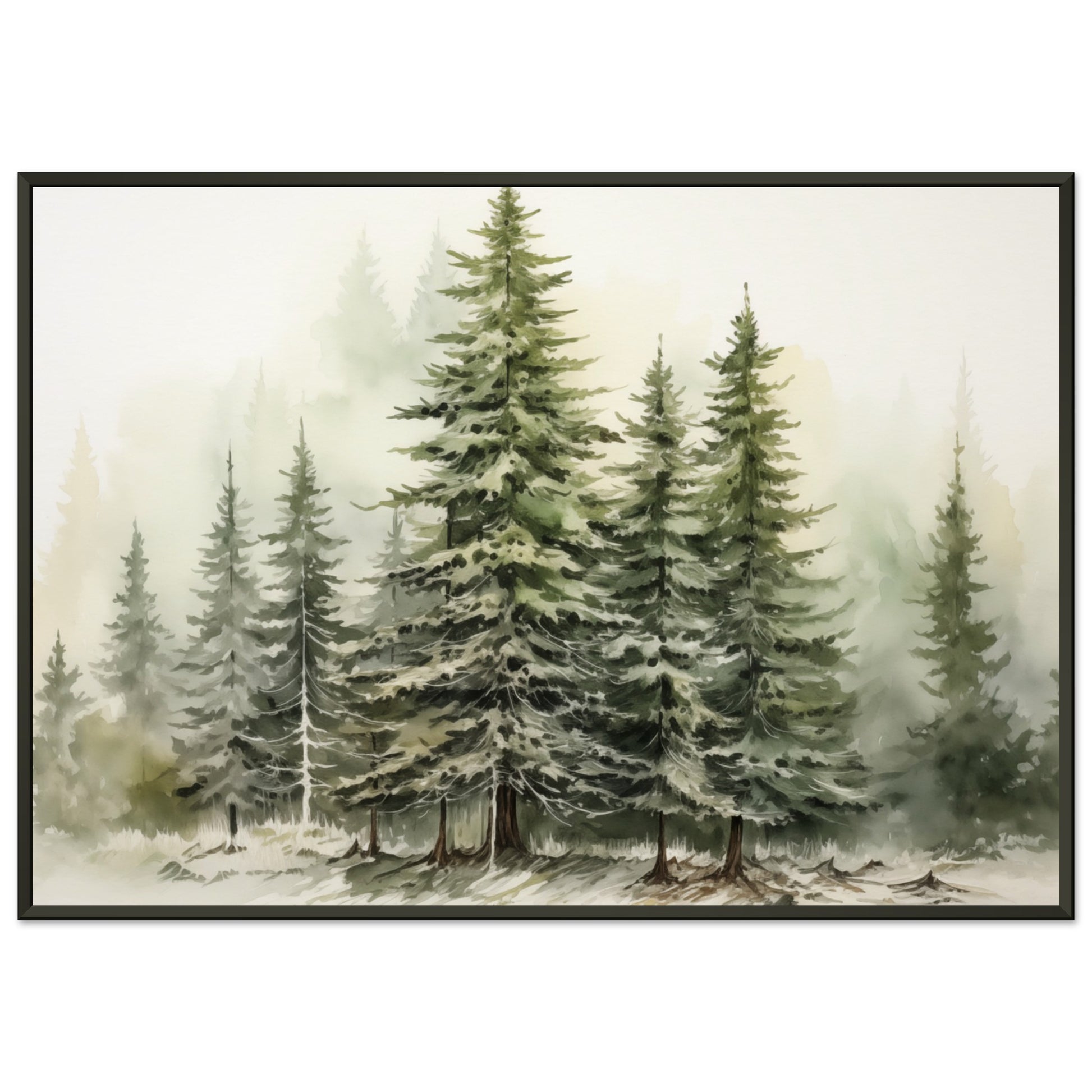 Verdant Veil - The Winter's Slumber - Landscape Art-print-in-aluminum-frame