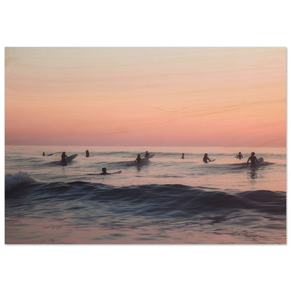 Dusk on the Swells - Serenade of the Surfers - Nature Art-print-on-wood