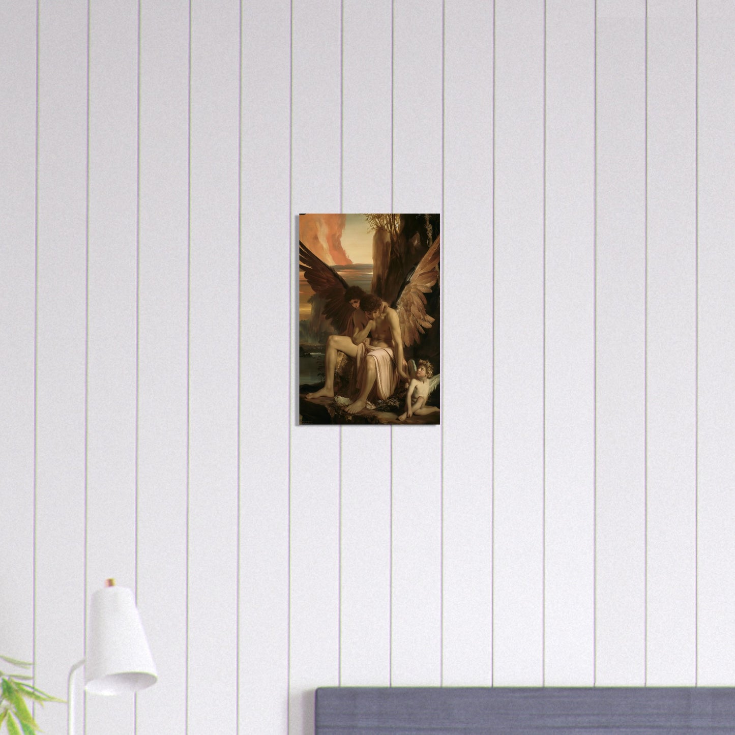 Celestial Aegis - Guardians at Dusk - Classic Art-print-on-wood