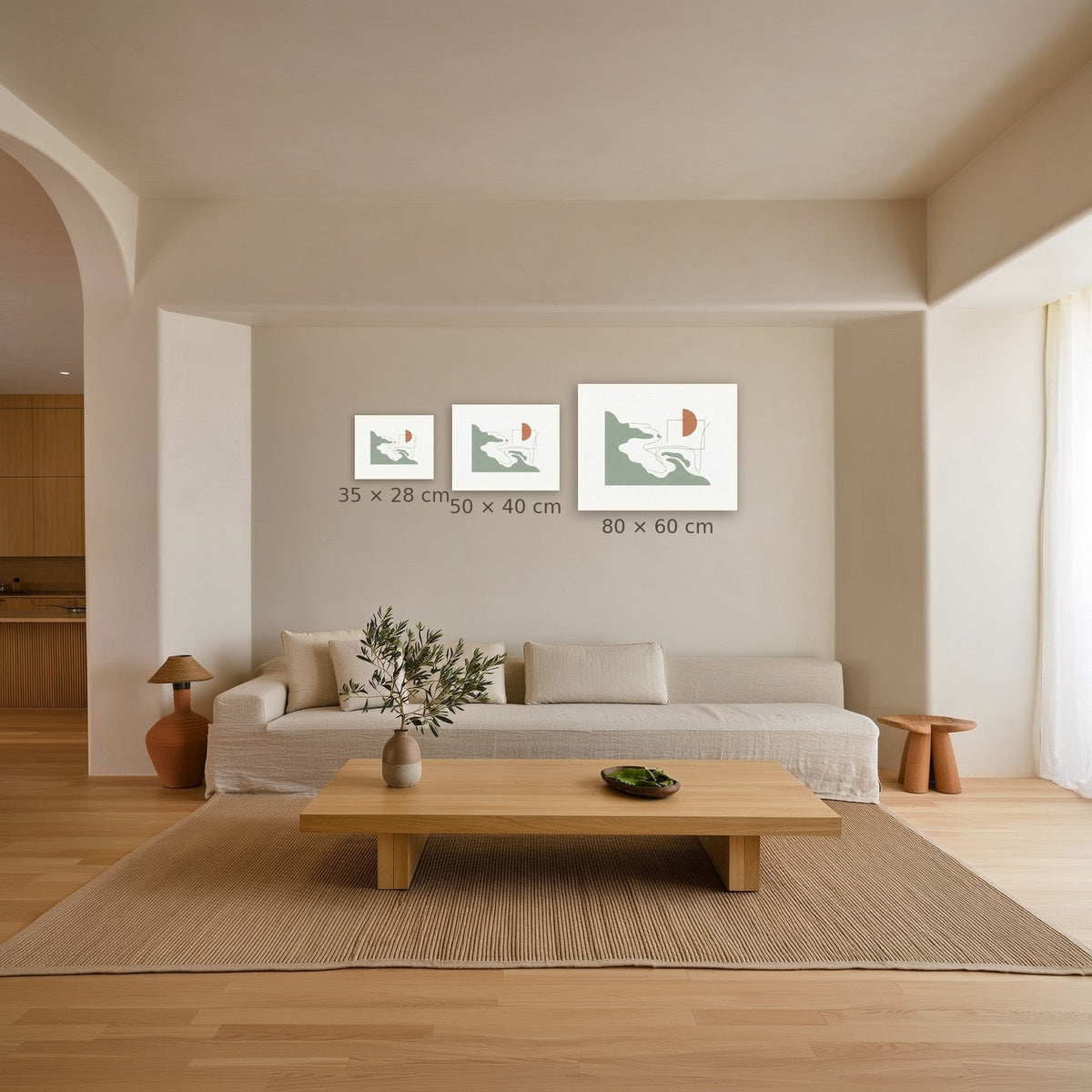 Coastal Silhouette No. 1 — Medium, Large and Statement sizes compared on one wall
