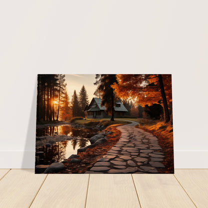 Cobbled Path to Serenity - Autumn’s Glow - Landscape Art-poster