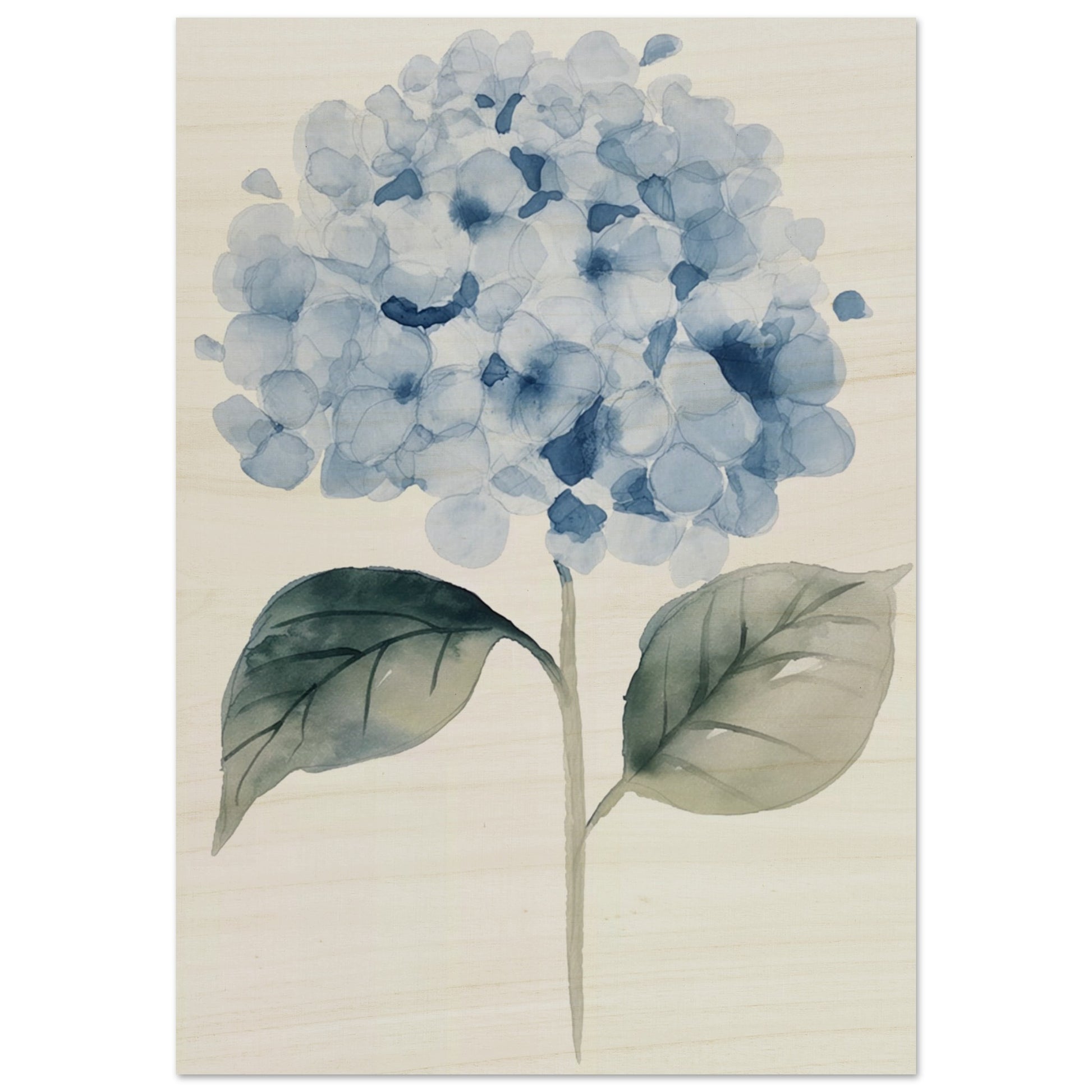 Hortensia Hues - The Watercolor Whisper - Floral Art-print-on-wood