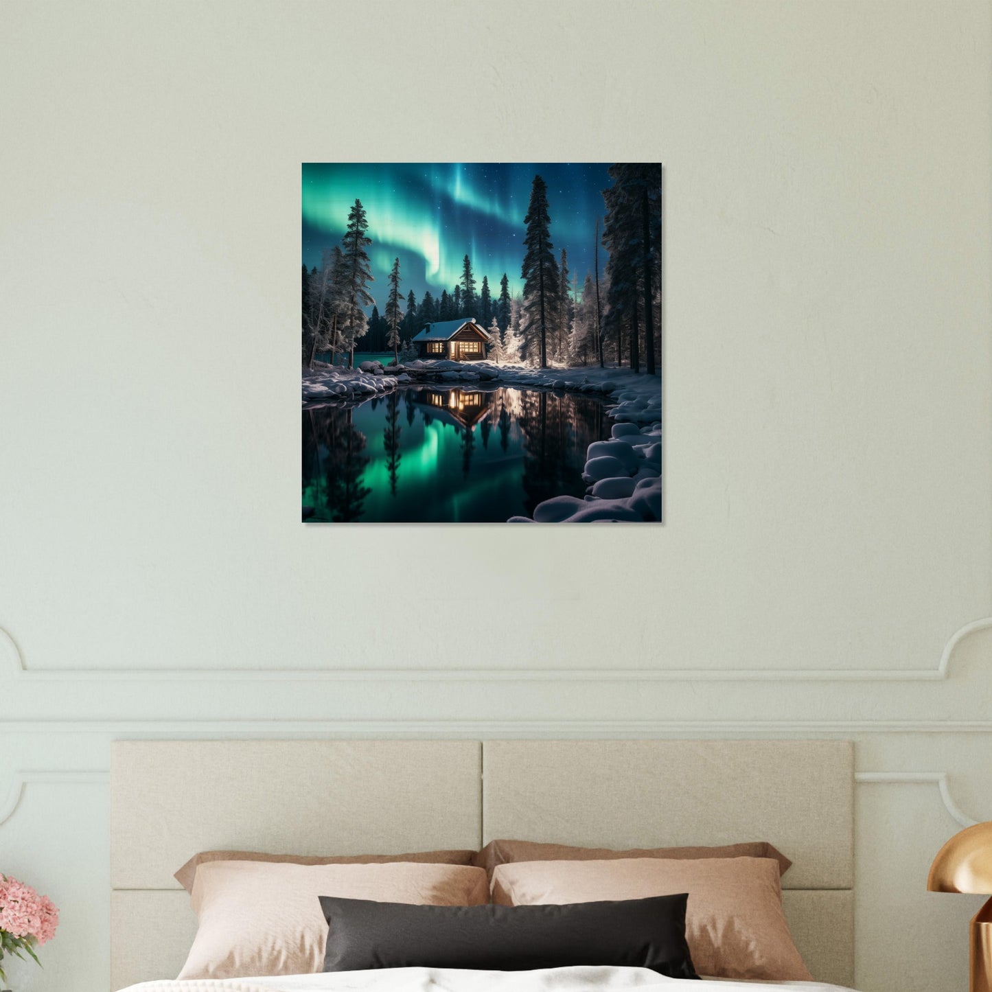 Aurora's Embrace - Landscape Art-print-on-wood