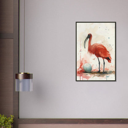 Crimson Sentinel - Elegance in Repose - Nature Art-print-in-aluminum-frame