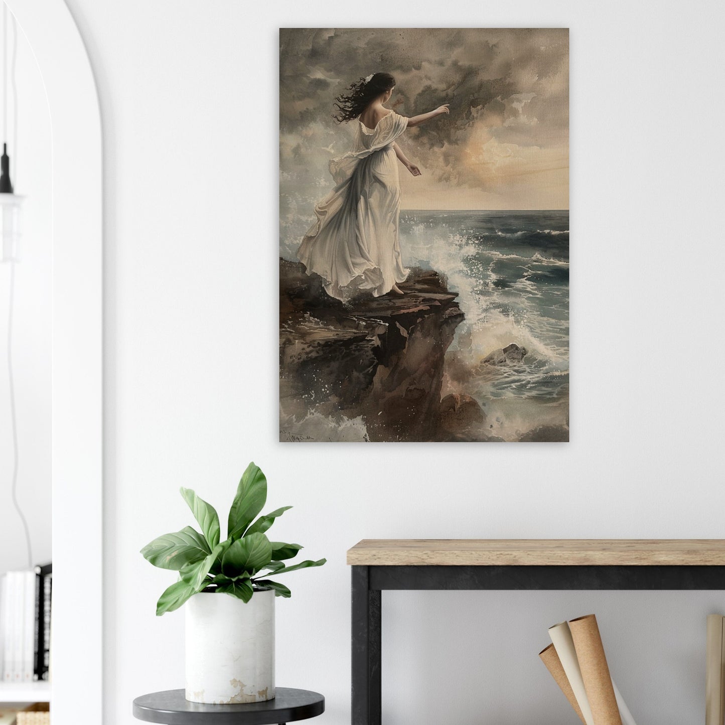 Abyssal Echoes - The Call of the Tides - Classic Art-print-on-wood