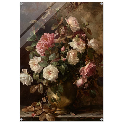 Opulent Blooms - Classical Rose Still Life - Still life art pieces-print-on-acrylic