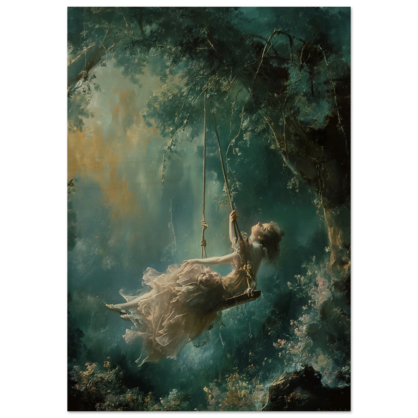 Ethereal Swing - Whispers of Dreams - Classic Art-print-on-wood