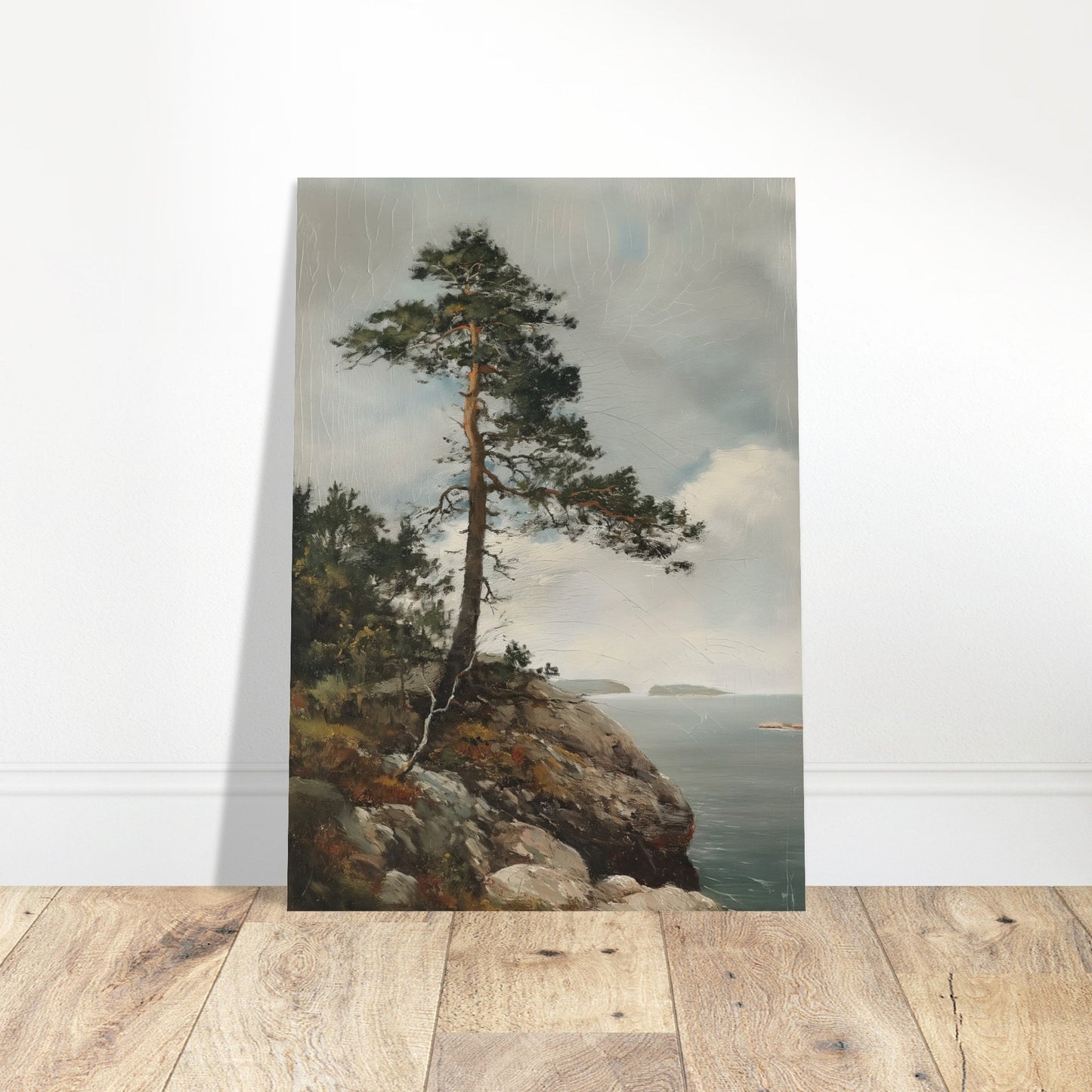 Majestic Solitude - Lone Pine Overlooking the Sea - Nature Art-poster