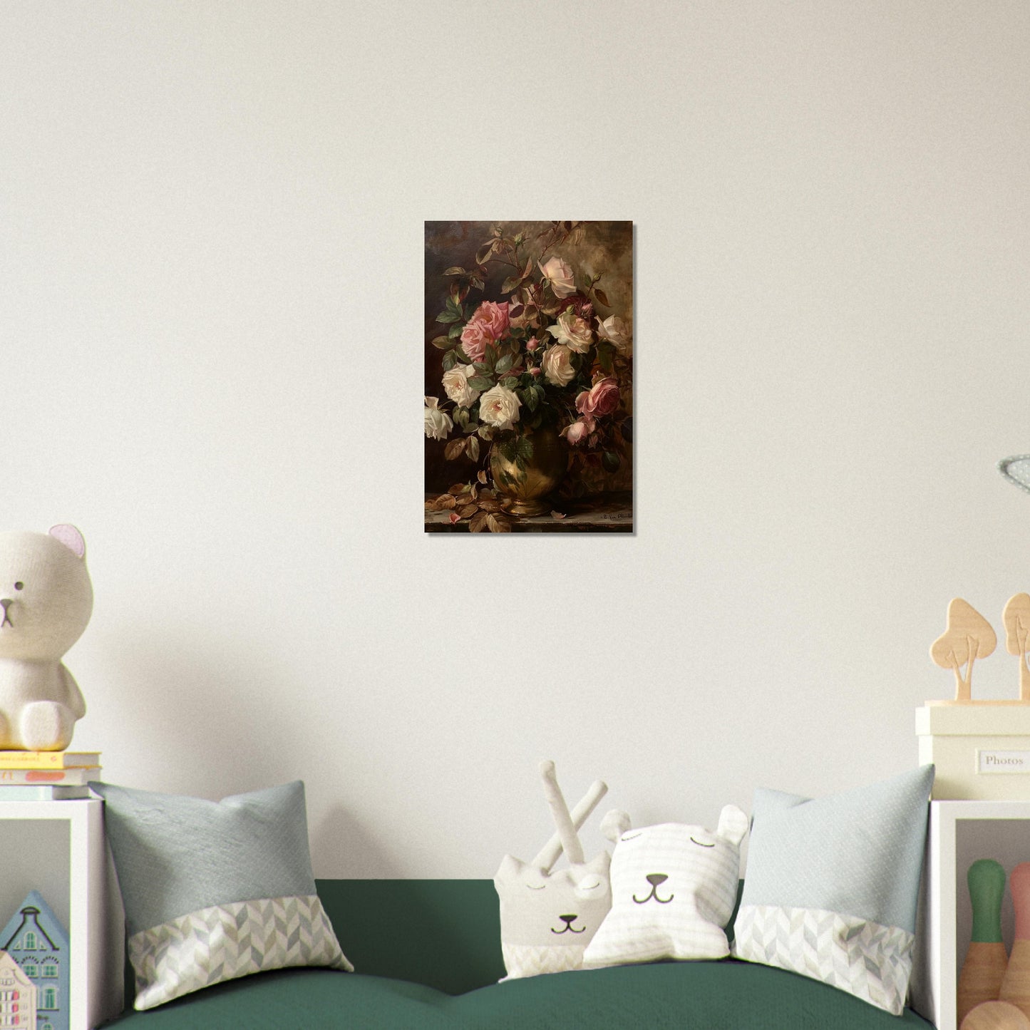 Opulent Blooms - Classical Rose Still Life - Still life art pieces-print-on-wood